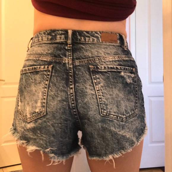 Garage High Waisted Medium Denim Shorts - Picture 1 of 3